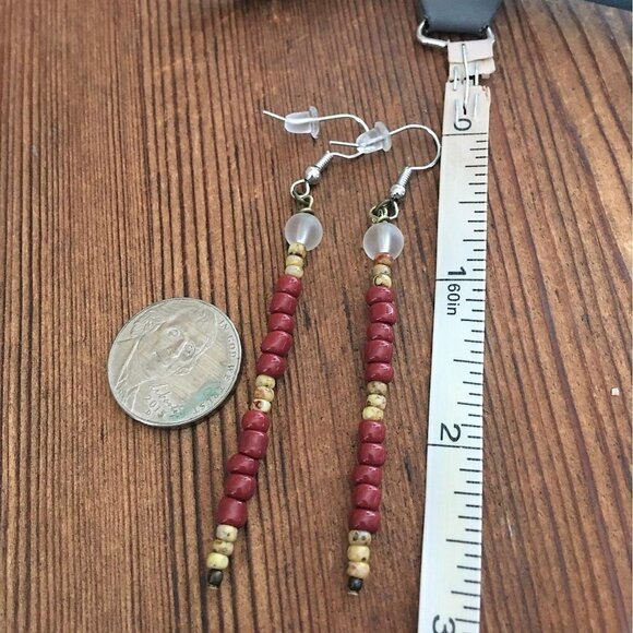 *Long Beaded Dangle Earrings Handmade Earrings,  Handmade Earrings - Picture 3 of 5